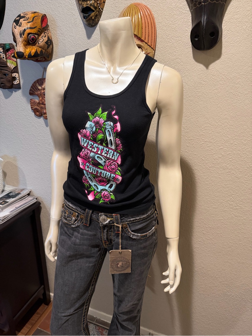 Vintage Y2K western couture tank top